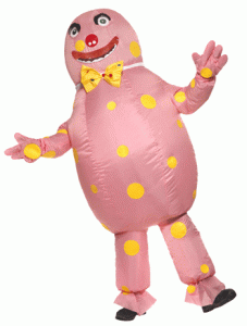 Mr Blobby Costume, Pink, with Inflatable Suit & Gloves